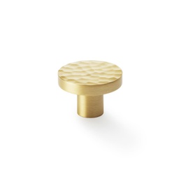 [AW820-38-SB] Alexander & Wilks Hanover Hammered Cupboard Knob - Satin Brass - 38mm