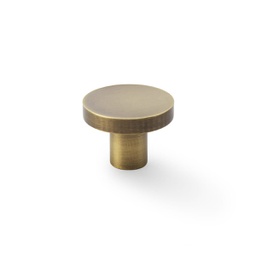 [AW821-38-AB] Alexander & Wilks Hanover Plain Cupboard Knob - Antique Brass - Knob 38mm