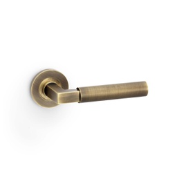 [AW201AB] Alexander & Wilks Hurricane Plain Lever On Round Rose - Antique Brass