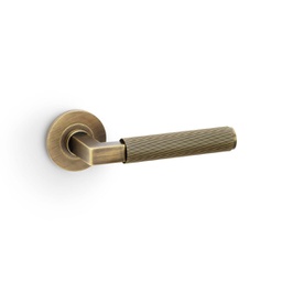 [AW202AB] Alexander & Wilks Hurricane Reeded Lever On Round Rose - Antique Brass