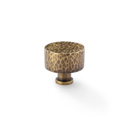 [AW816-35-AB] Alexander & Wilks Leila Hammered Cupboard Knob - Antique Brass - 35mm