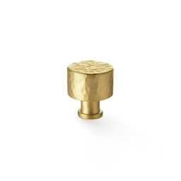 [AW816-30-SB] Alexander & Wilks Leila Hammered Cupboard Knob - Satin Brass - 30mm