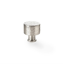 [AW816-30-SN] Alexander & Wilks Leila Hammered Cupboard Knob - Satin Nickel - 30mm