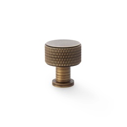 [AW807K-29-AB] Alexander & Wilks Lucia Knurled Cupboard Knob - Antique Brass - 29mm