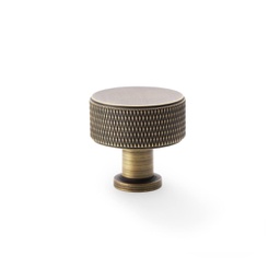 [AW807K-35-AB] Alexander & Wilks Lucia Knurled Cupboard Knob - Antique Brass - 35mm