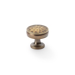 [AW818-32-AB] Alexander & Wilks Lynd Hammered Cupboard Knob - Antique Brass - 32mm