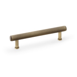 [AW809R-128-AB] Alexander & Wilks Crispin Reeded T-bar Cupboard Pull Handle - Antique Brass - 128mm