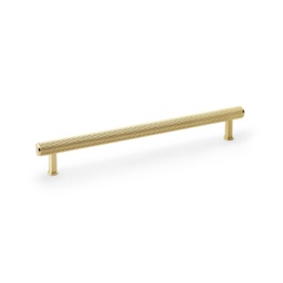 [AW809R-224-SBPVD] Alexander & Wilks Crispin Reeded T-bar Cupboard Pull Handle - Satin Brass PVD - 224mm