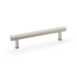 [AW809R-128-SN] Alexander & Wilks Crispin Reeded T-bar Cupboard Pull Handle - Satin Nickel - 128mm