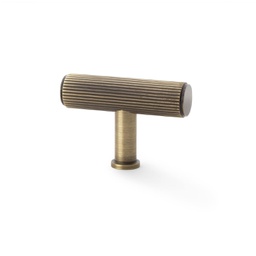 [AW801R-55-AB] Alexander & Wilks Crispin Reeded T-bar Cupboard Knob - Antique Brass