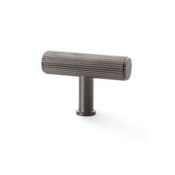 [AW801R-55-DBZPVD] Alexander & Wilks Crispin Reeded T-bar Cupboard Knob - Dark Bronze PVD