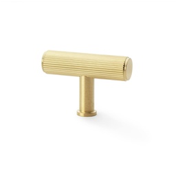 [AW801R-55-SBPVD] Alexander & Wilks Crispin Reeded T-bar Cupboard Knob - Satin Brass PVD