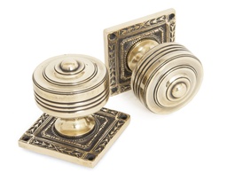 [83860] Aged Brass Tewkesbury Square Mortice Knob Set - 83860