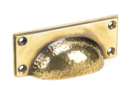 [46036] Aged Brass Hammered Art Deco Drawer Pull - 46036