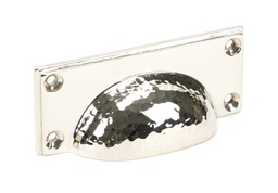 [46037] Polished Nickel Hammered Art Deco Drawer Pull - 46037