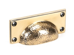 [46040] Polished Bronze Hammered Art Deco Drawer Pull - 46040