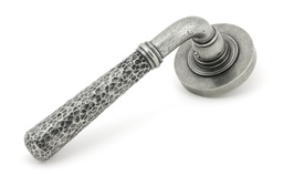 [49989] Pewter Hammered Newbury Lever on Rose Set (Plain) - Unsprung - 49989