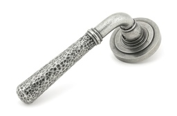 [49990] Pewter Hammered Newbury Lever on Rose Set (Art Deco) - Unsprung - 49990