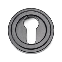 [45720] Black Round Euro Escutcheon (Art Deco) - 45720