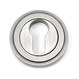 [45728] Pewter Round Euro Escutcheon (Art Deco) - 45728