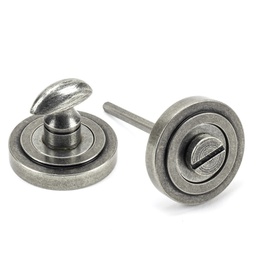 [45752] Pewter Round Thumbturn Set (Art Deco) - 45752