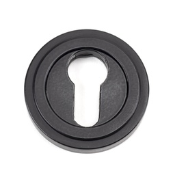 [49541] Matt Black Round Euro Escutcheon (Art Deco) - 49541